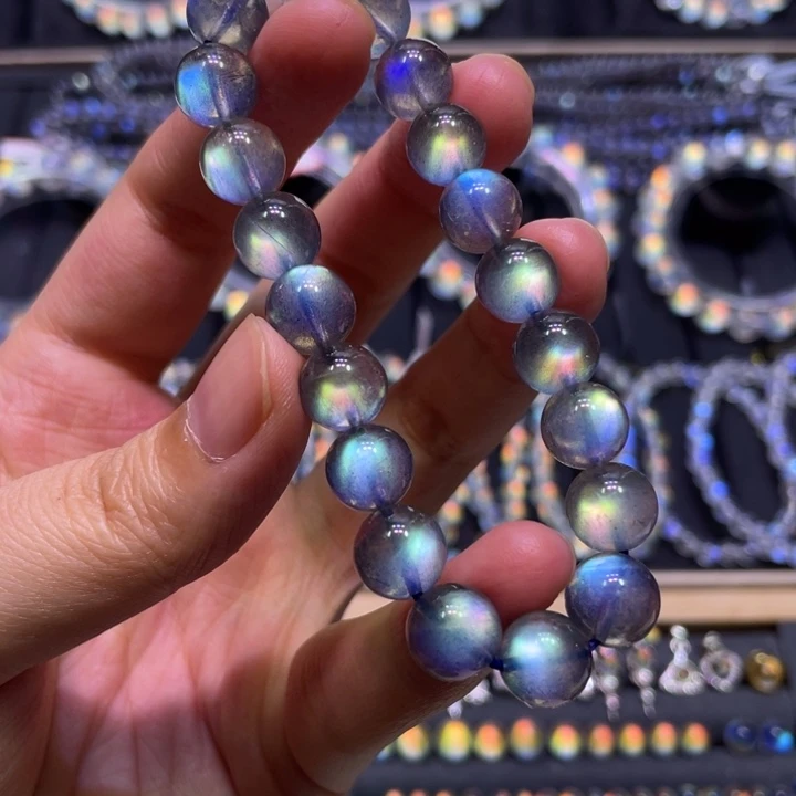 未镶嵌手链拉长石高冰玻璃体精穿拉长9.8