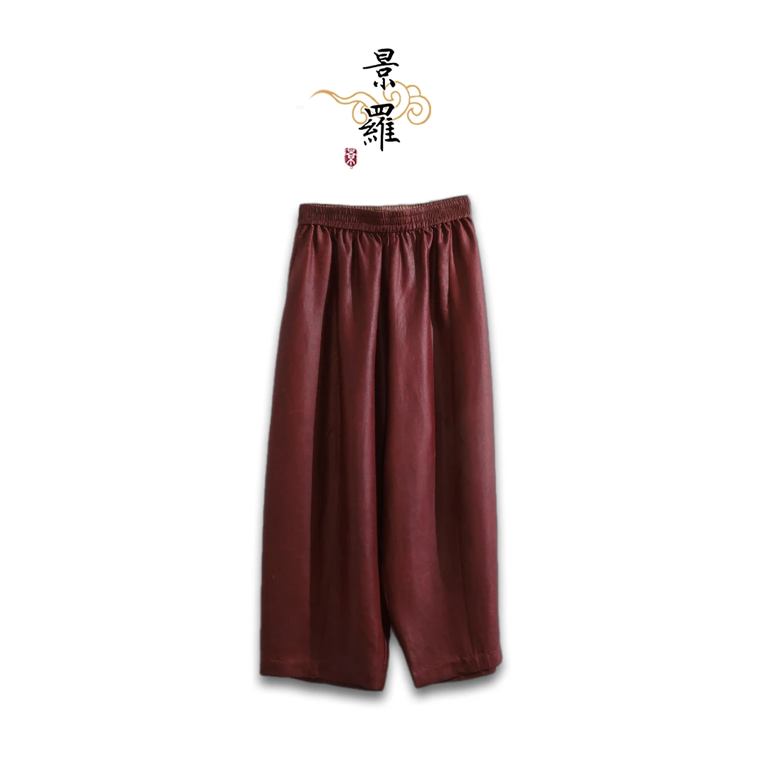 景罗手工高定【红丹和】新款新中式新国风女士桑蚕丝红云纱裤E00017