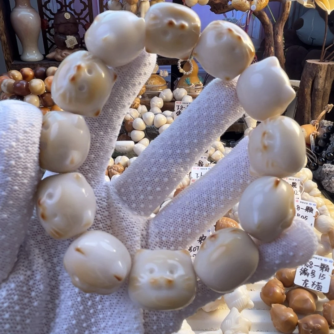 菩提根/象牙果手串-微烤色胡子猫