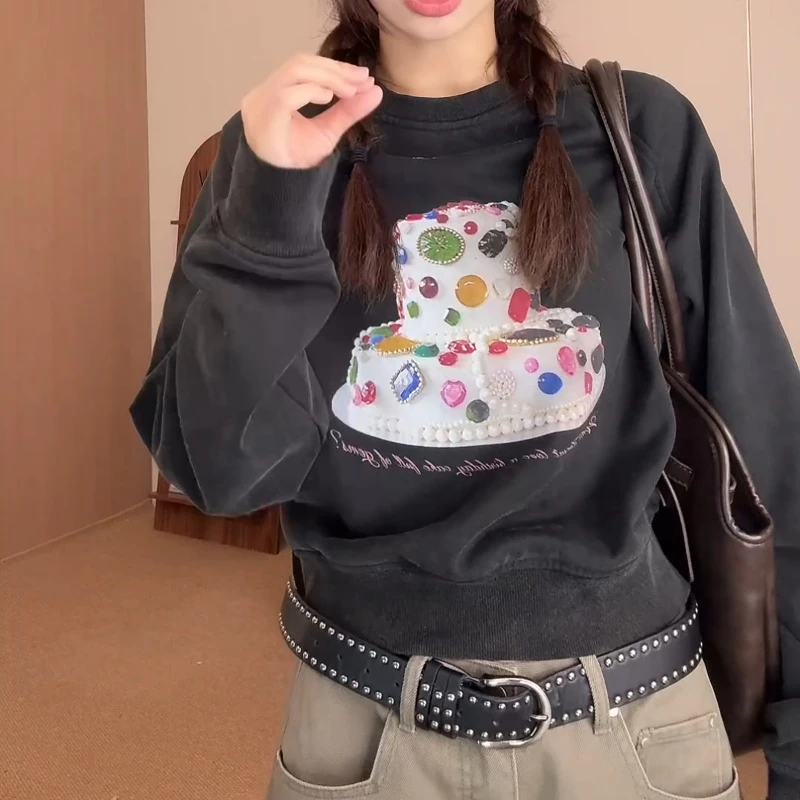 【蛋糕卫衣】秋冬新款加厚韩版印花宽松休闲套头卫衣LK2507253
