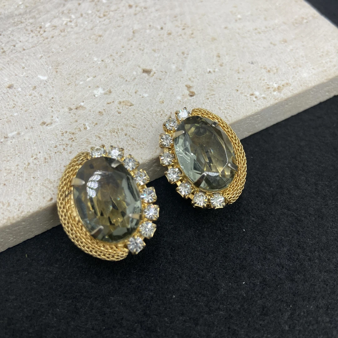 合金仿水晶耳饰 【Liz璇子中古】Carnegie莱茵石耳夹H44106无鉴赏期