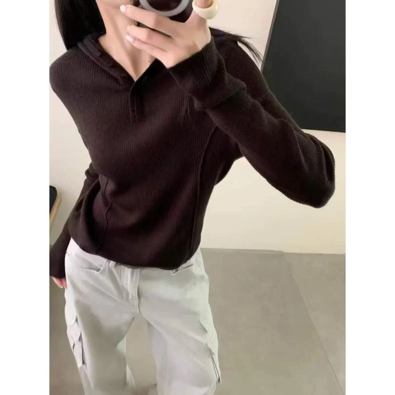 522#秋冬连帽针织衫内搭外穿显瘦正肩独特简约百搭