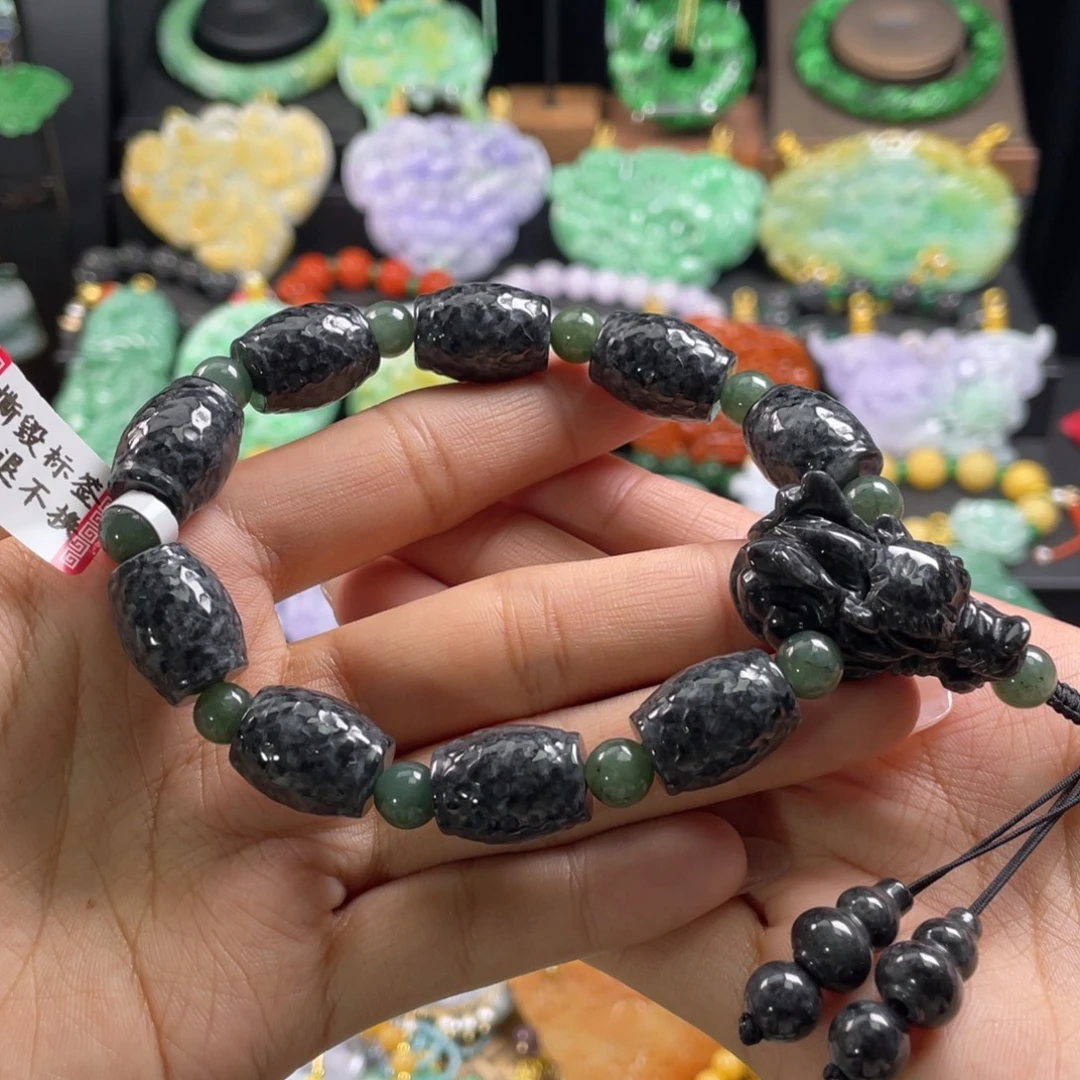 翡翠未镶嵌手串代编织