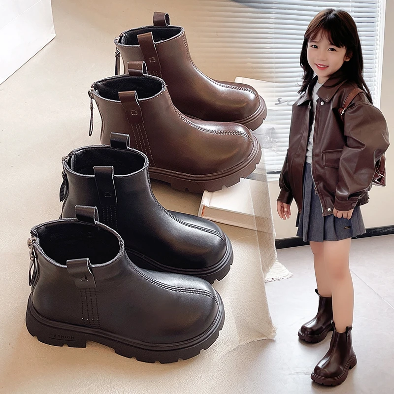 女童靴子鞋儿童马丁小短靴子2024秋冬款新款冬季宝宝皮靴公主