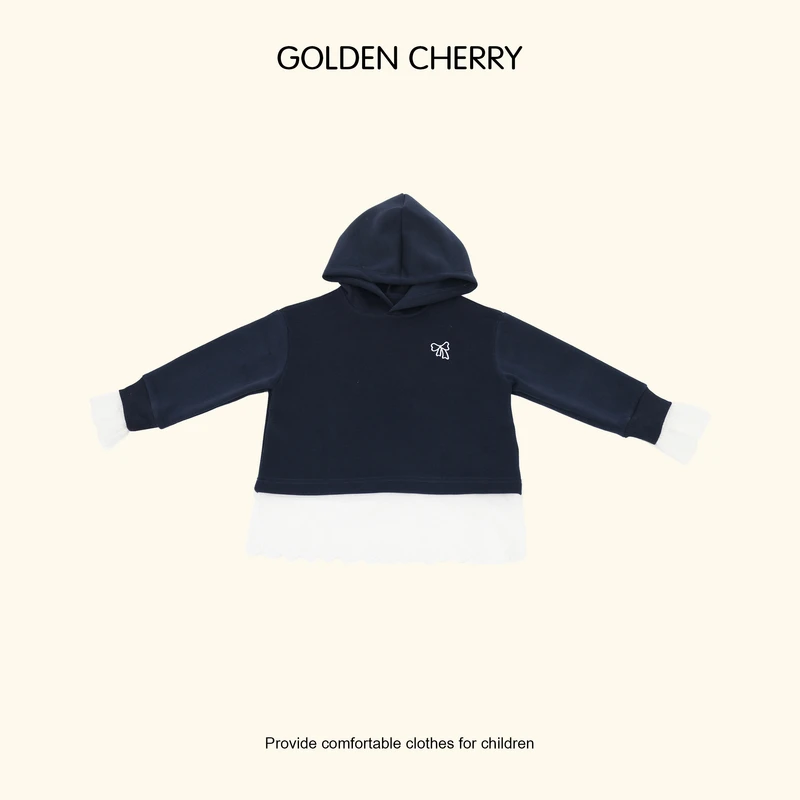 6【Golden cherry】亲子蝴蝶结拼接连帽卫衣QDD094