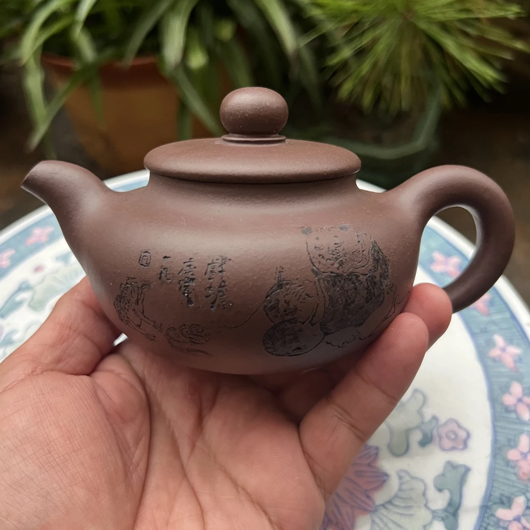 周云霞早期精品戏金蟾紫砂壶