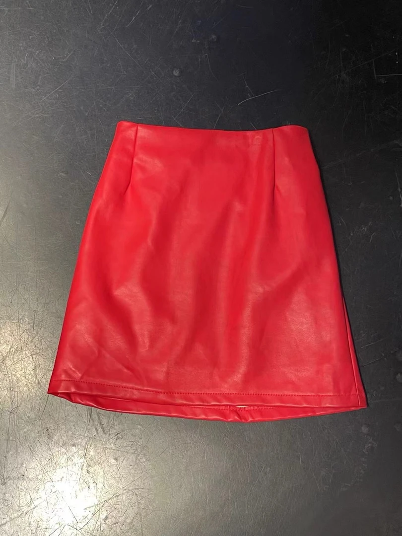 清仓 YU 22532 pu皮短裙
