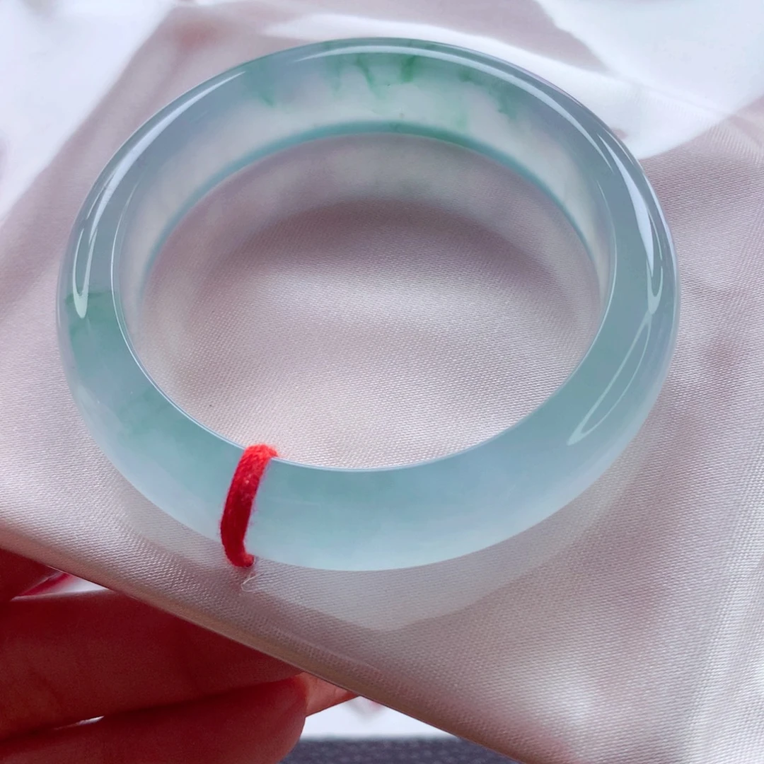 翡翠未镶嵌手镯51绝美蓝钢飘绿中六品质 敏