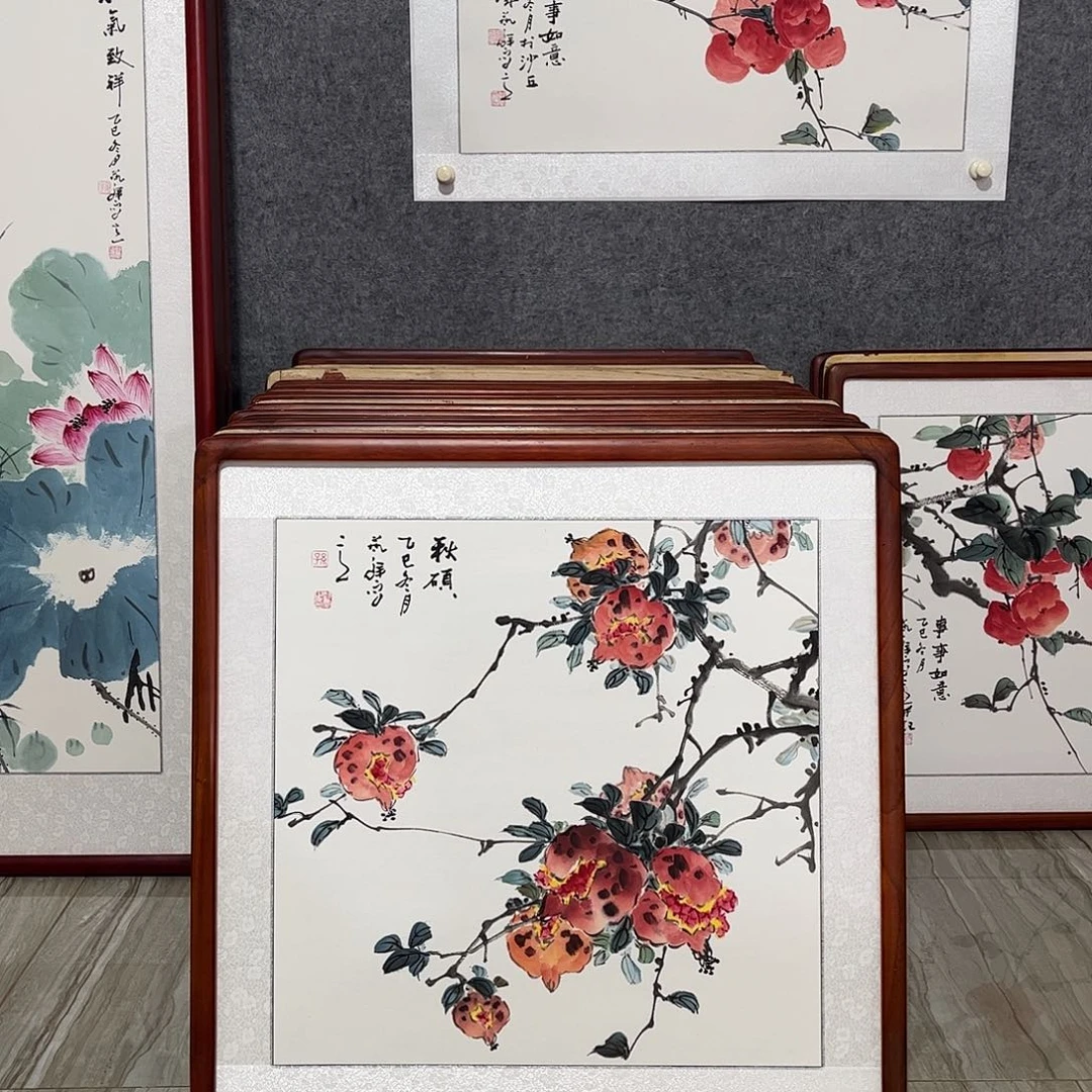 国画书画作品带框63×63