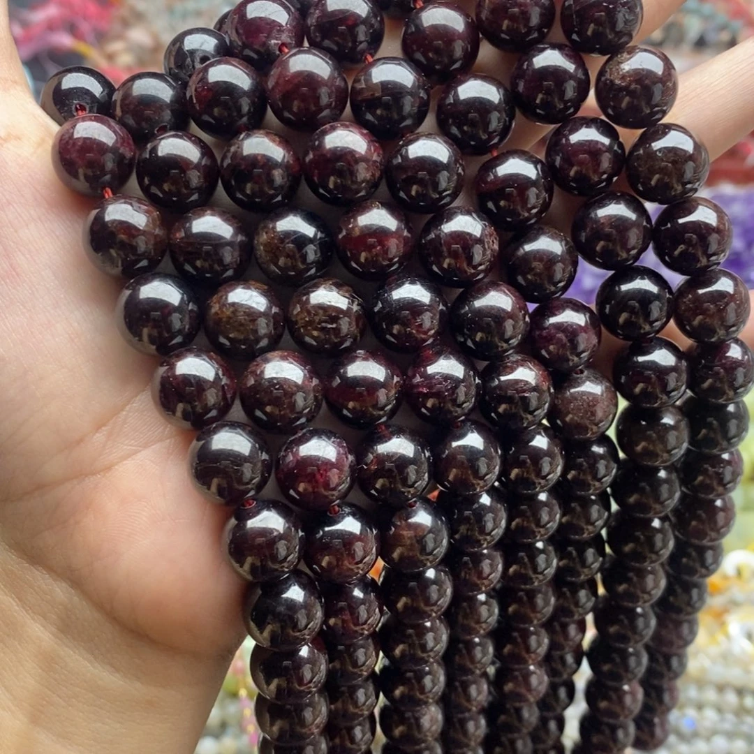玛瑙/玉髓未镶嵌珠宝半成品一条纯天然老矿石榴石圆珠 12mm