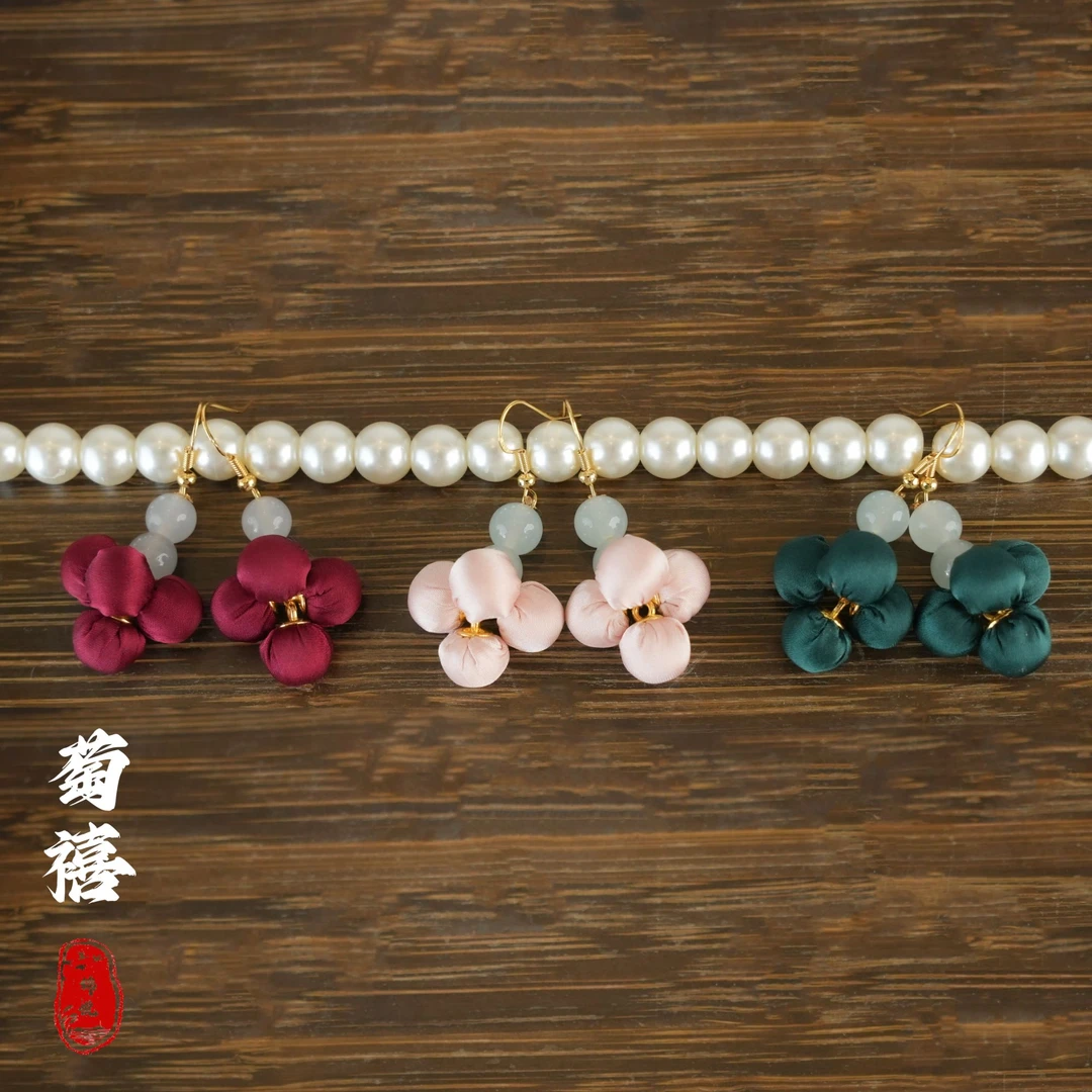 合金耳饰 【萄禧】新中式轻奢高定国风耳钉耳饰（K077）