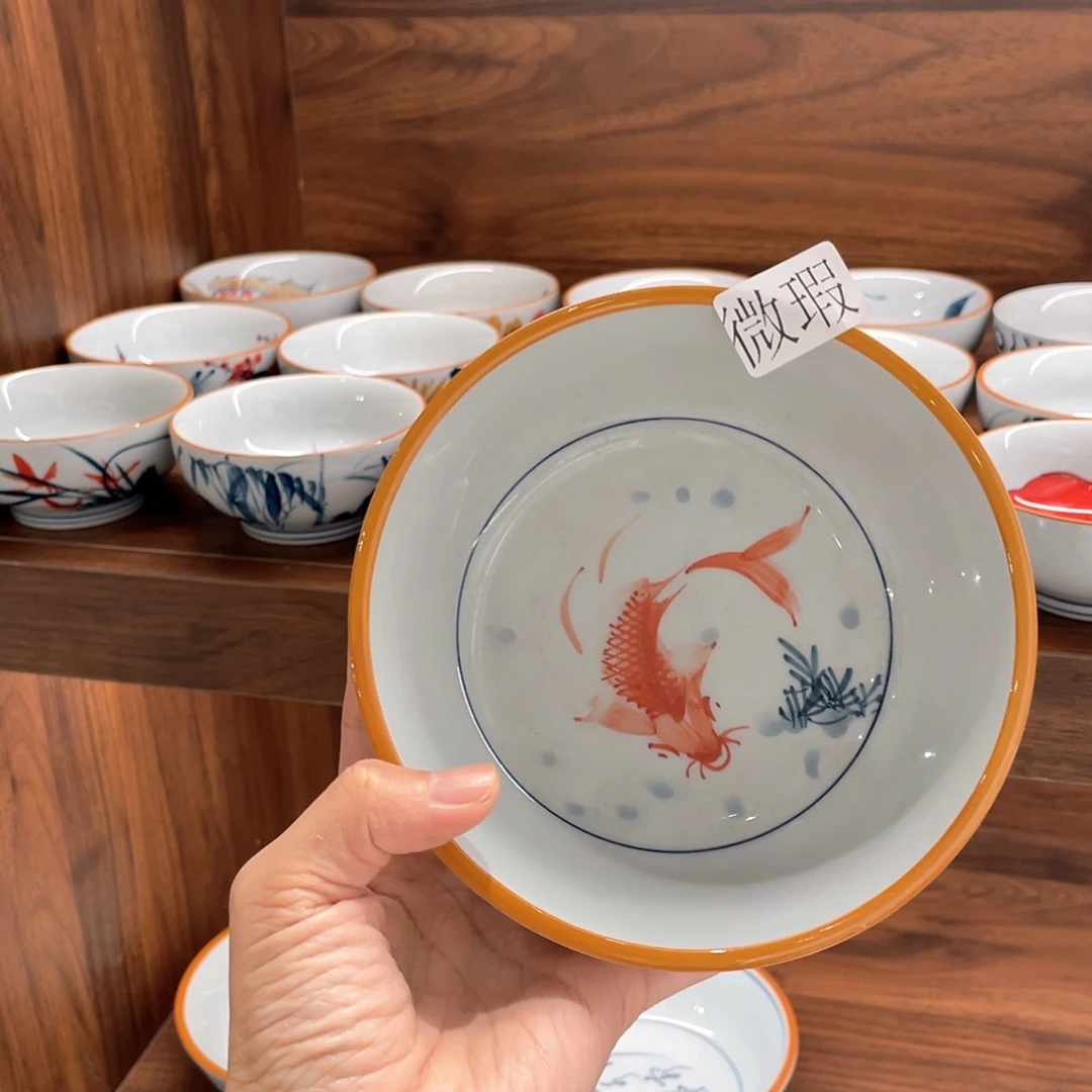 釉下手绘茶具微瑕