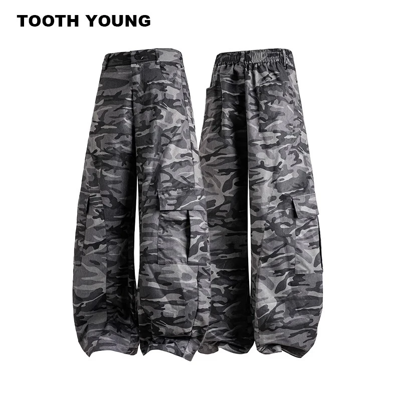 郑一爱穿搭工装美式迷彩裤夏季男户外复古弯刀直筒宽松休闲裤子