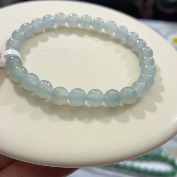 翡翠未镶嵌手链冰胶蓝紫卡6.8