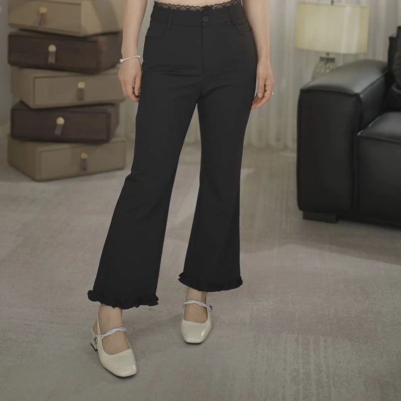 小个子九分弹力微喇裤松紧腰梨形身材九分裤夏季薄款MG691020183