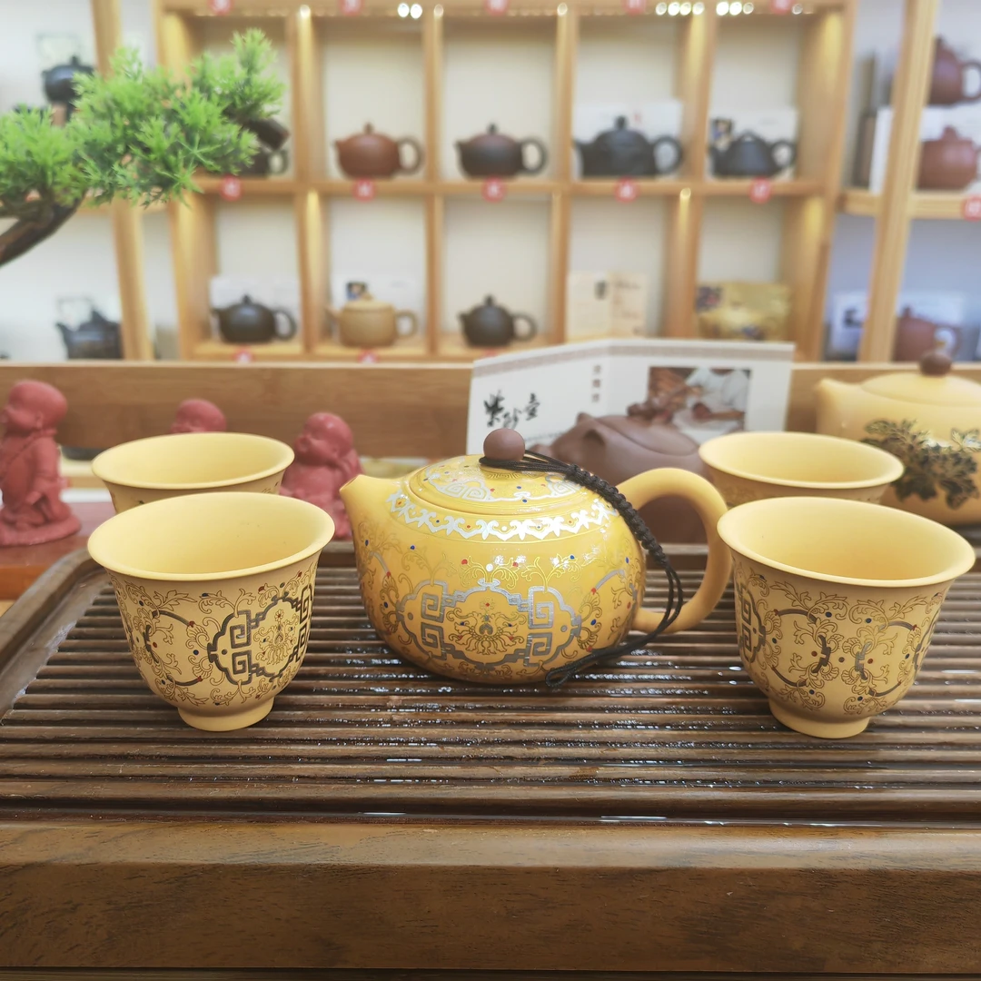 原矿宜兴紫砂壶黄金段金银错凤鸣西施壶功夫茶具