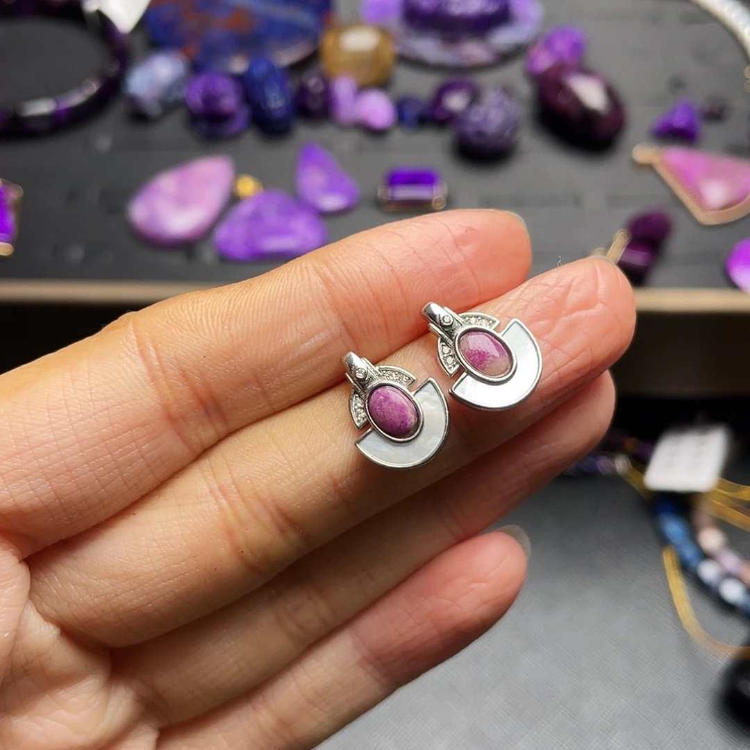 苏纪石（舒俱来）耳环银S925镶嵌