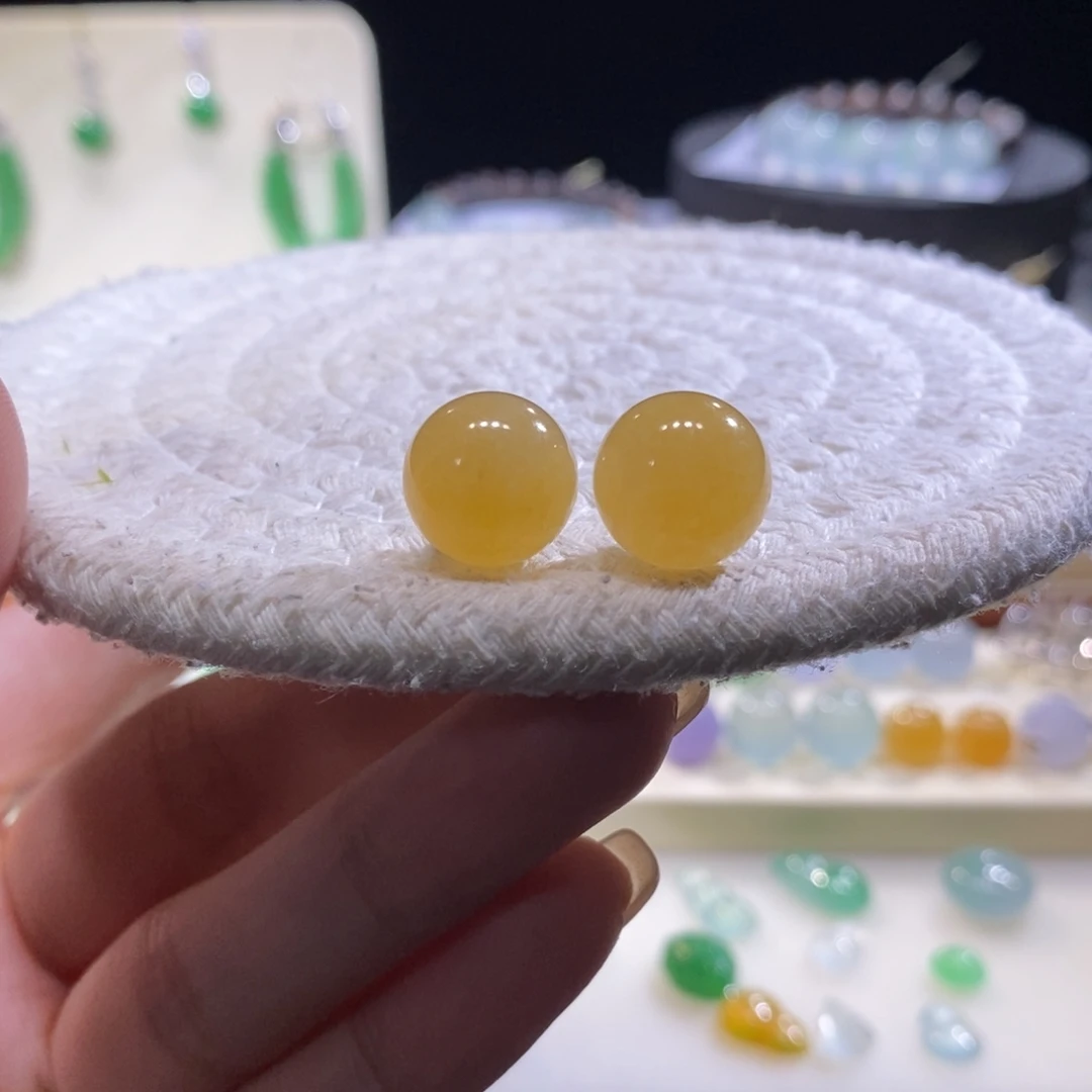 翡翠未镶嵌颈饰冰鲜黄珠卡12.3