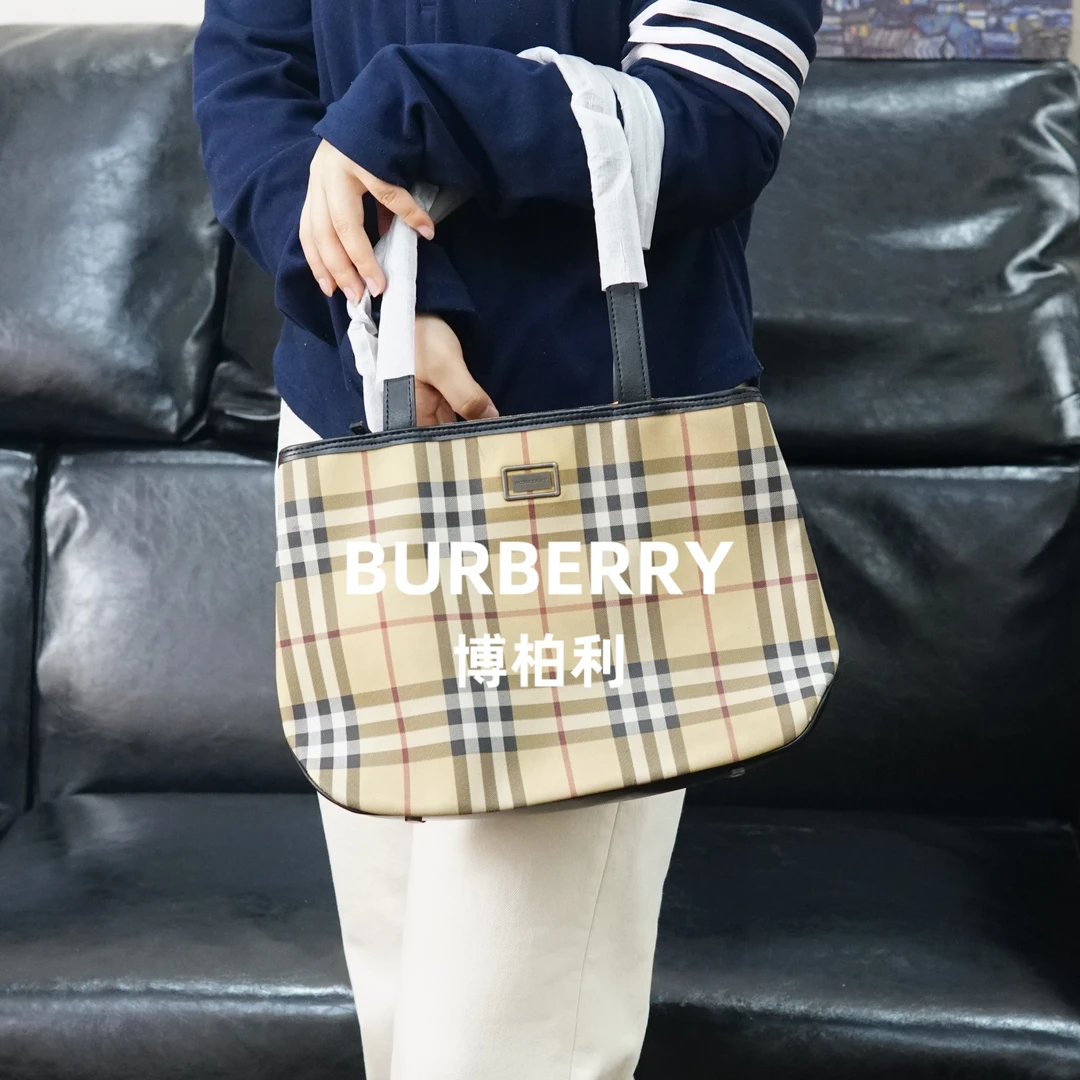 95新 BURBERRY/博柏利 巴宝莉 格纹单肩包/JJ12718055/8055