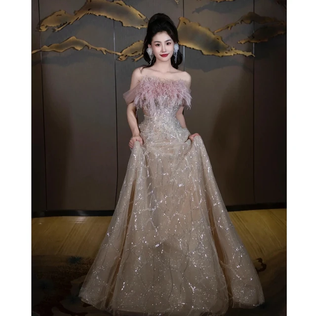 【云裳】抹胸法式缎面轻婚纱订婚礼服裙成人礼毕业敬酒服晨袍女