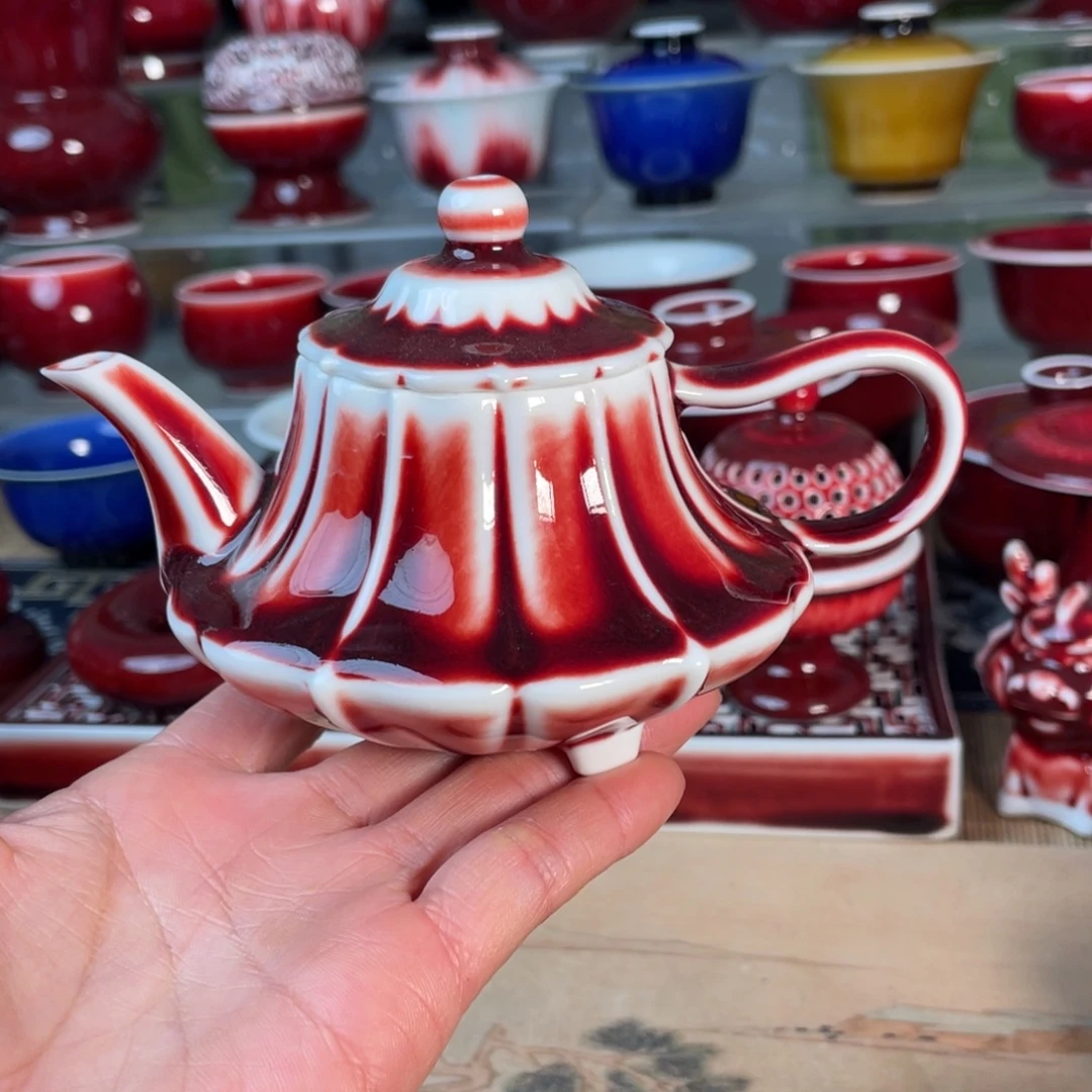 景德镇原矿釉花壶