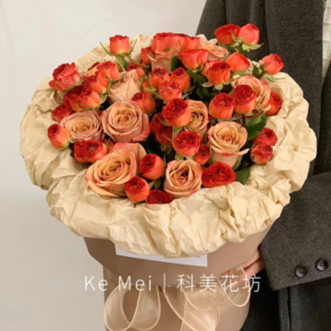 清风闲坐-11朵卡布奇诺泡泡小香风鲜花花束汶上小时达同城配送