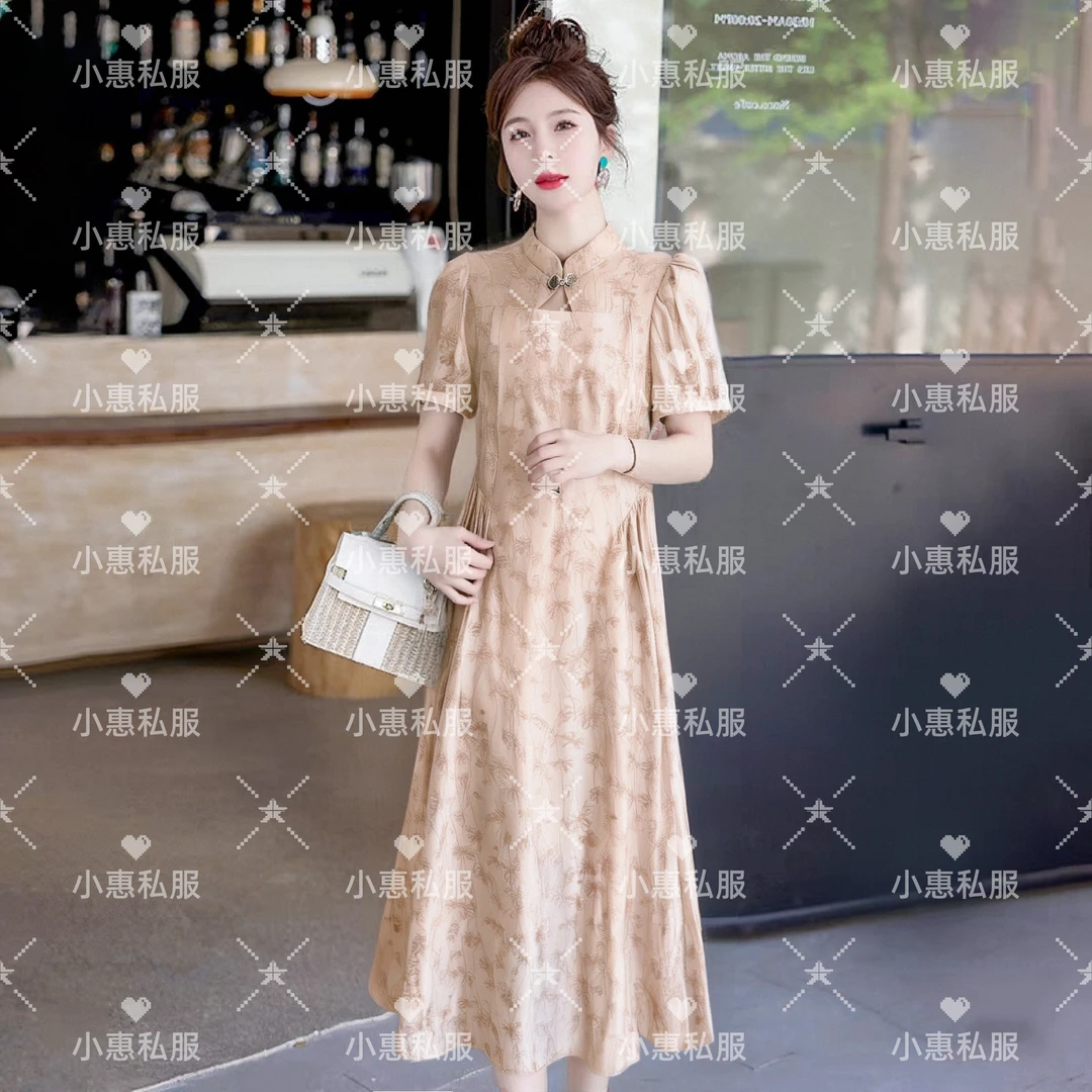 2025夏季新款新中式国风时尚设计感改良旗袍减龄短袖连衣裙女修身