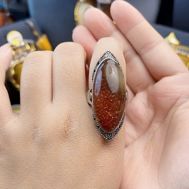 琥珀银S925镶嵌裸石