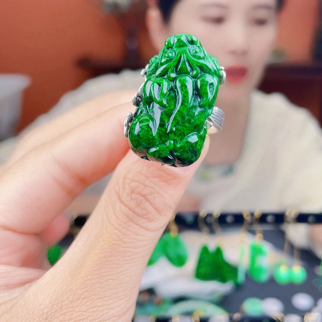 翡翠银S925镶嵌耳饰饰品