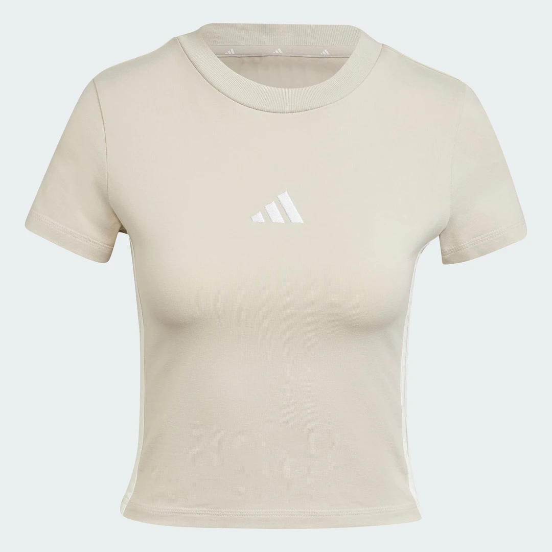 adidas/阿迪达斯【卖场同款】女子25夏新款三条纹修身短袖   JE1247