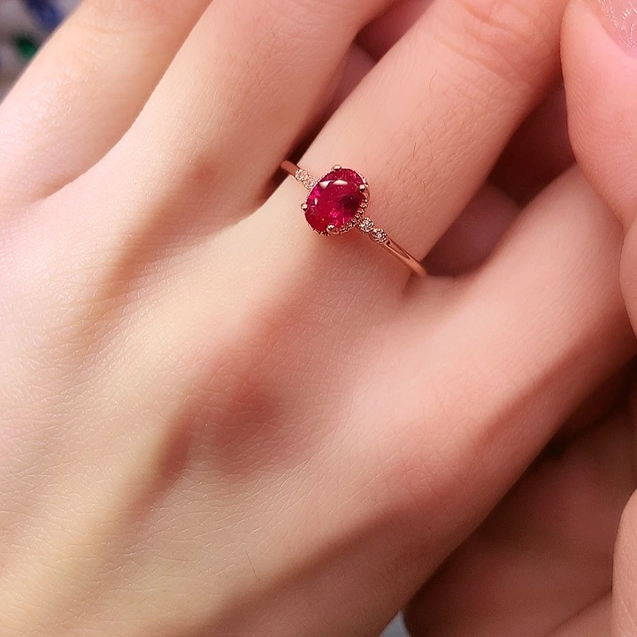 红宝石戒指银S925镶嵌