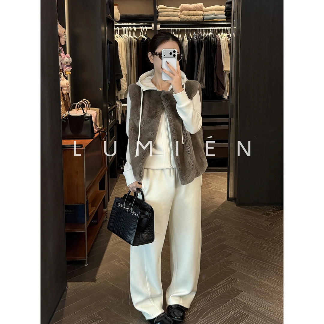 【LUMIEN 新品】慵懒氛围感无袖廓形毛绒绒保暖兔毛马甲LX5KHH286