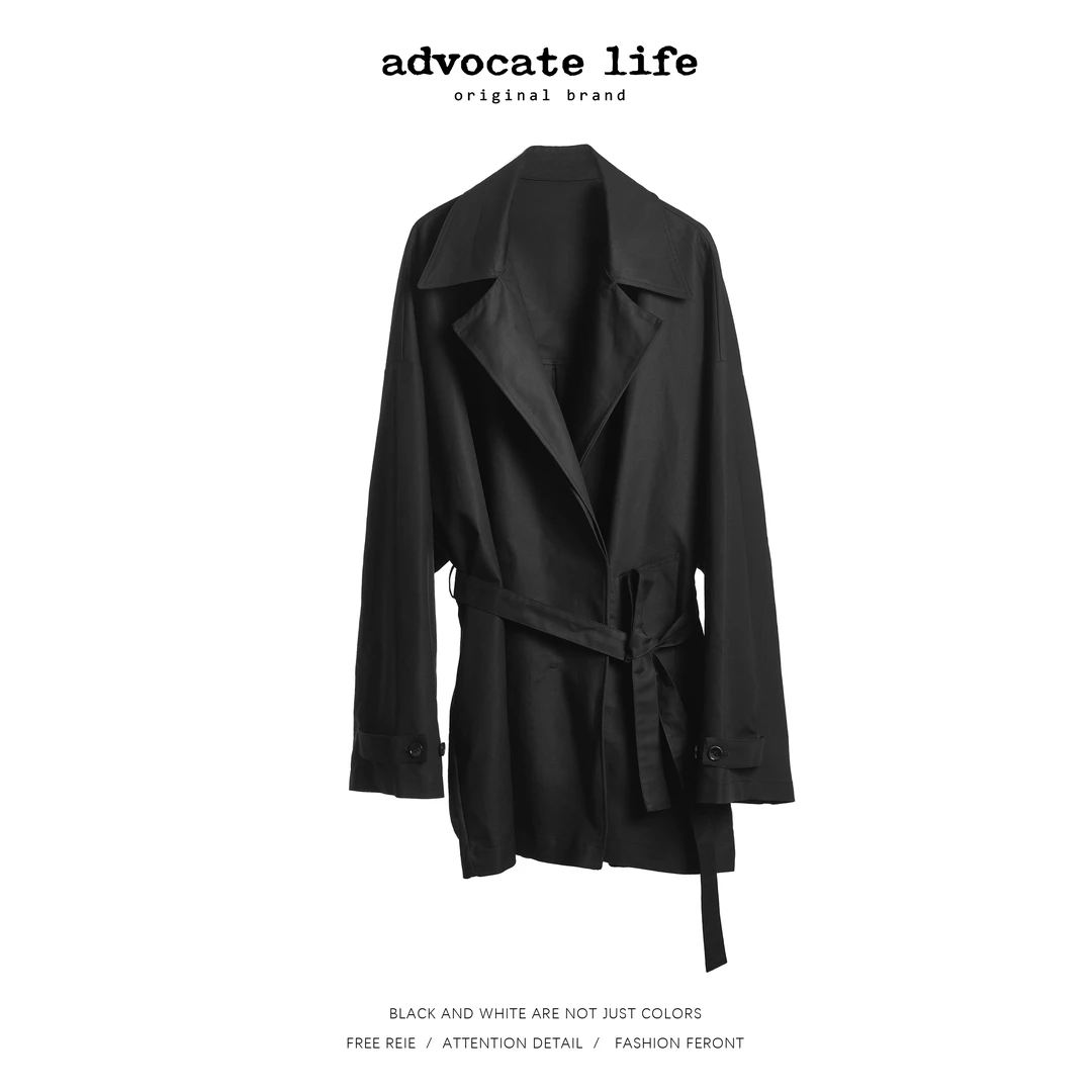 Advocatelife2025秋冬新品黑色风衣女时尚小众外套通勤风JQ371060