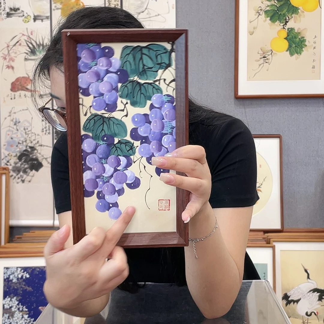 书法手绘带框尺寸：16*29
