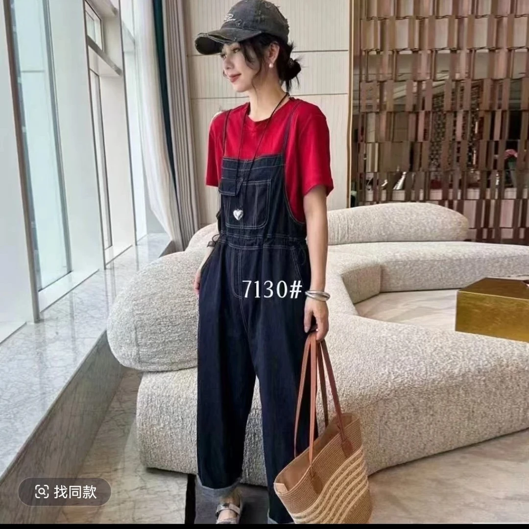 乖乖女装 2025新款百搭休闲减龄背带裤两件套装