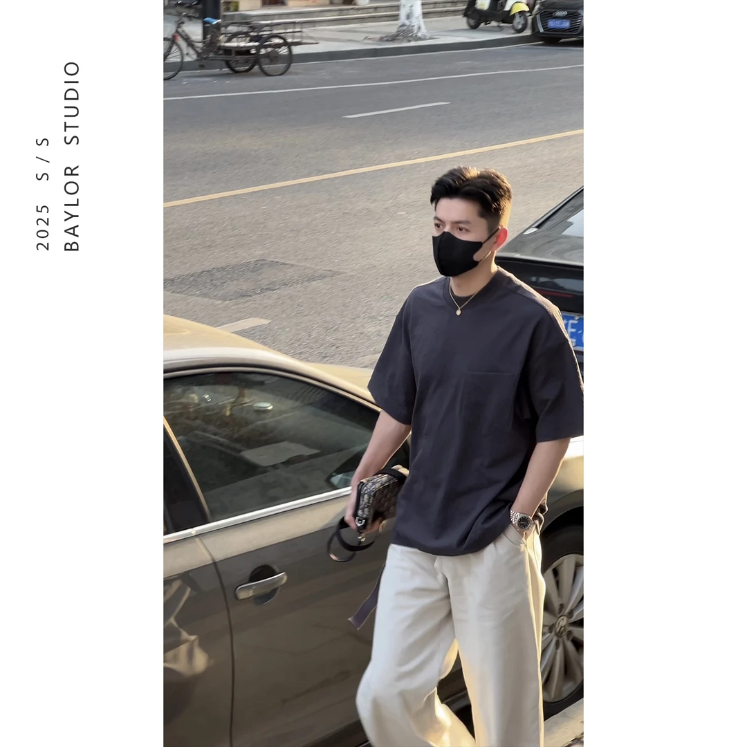 25夏季顶奢系列 定制索罗拉面料 简约飘带设计感 百搭短袖T恤