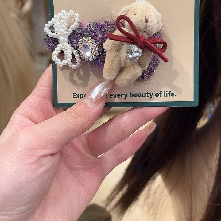 布艺铁合金小熊拜拜夹 新款