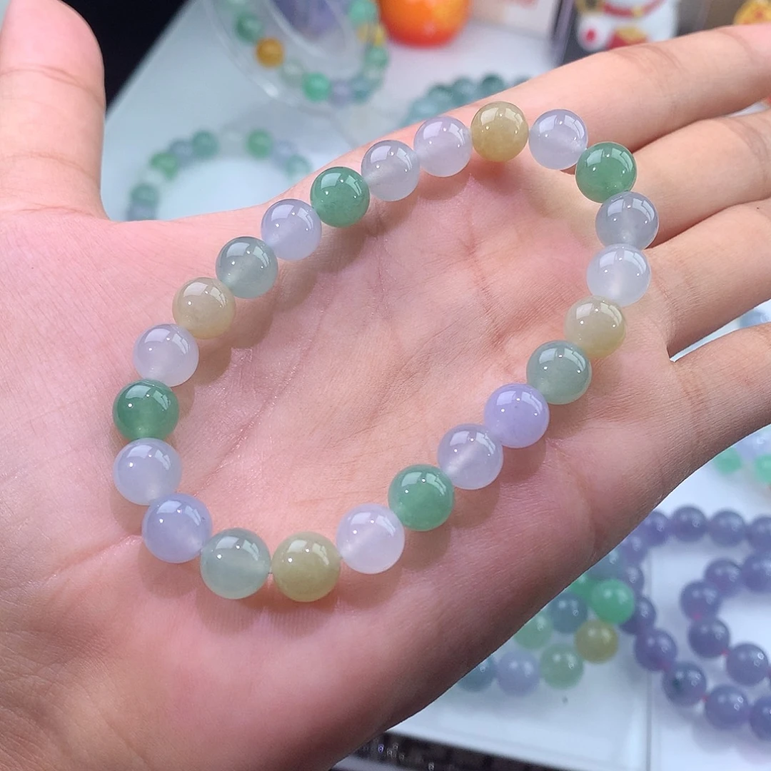 翡翠未镶嵌手链冰多宝手串