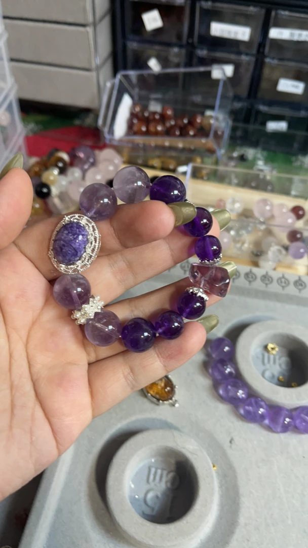 铁合金石英石手链 水晶串不爱洗头张阿姨专拍