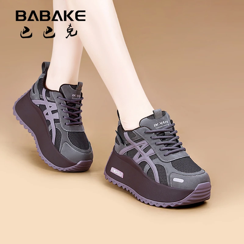 巴巴克大叔7CM网面厚底运动休闲鞋女透气小个子增高阿甘女鞋Z2598