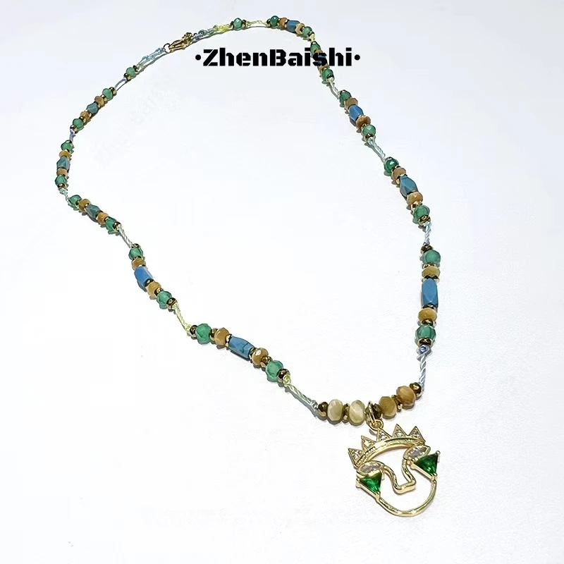 钛钢仿水晶项链 复古项链女长款毛衣链新中式【21612】