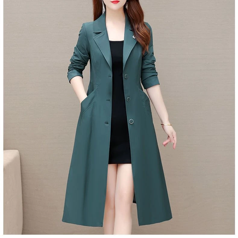 风衣女中长款2022春秋新款韩版时尚气质收腰显瘦过膝西装领外套潮