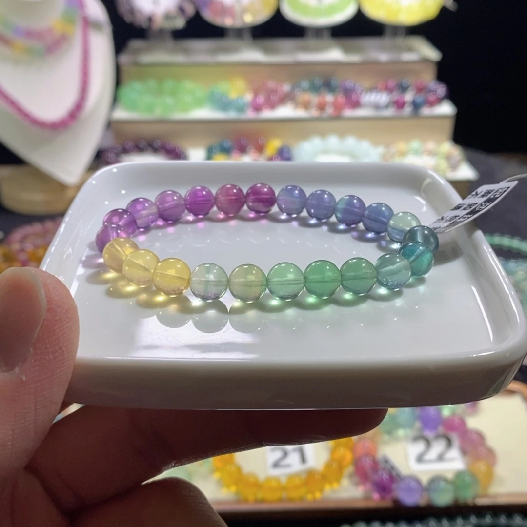 未镶嵌手链萤石彩虹渐变单圈8加
