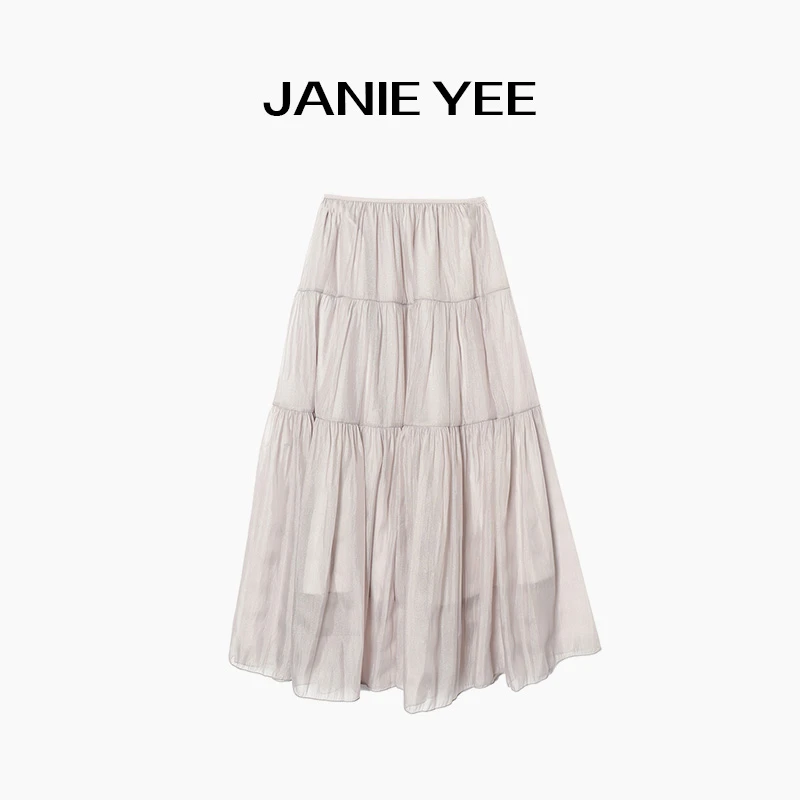 Janie Yee”烟熏半裙“ 春夏松紧腰仙女显瘦休闲温柔纱裙女 25A0673