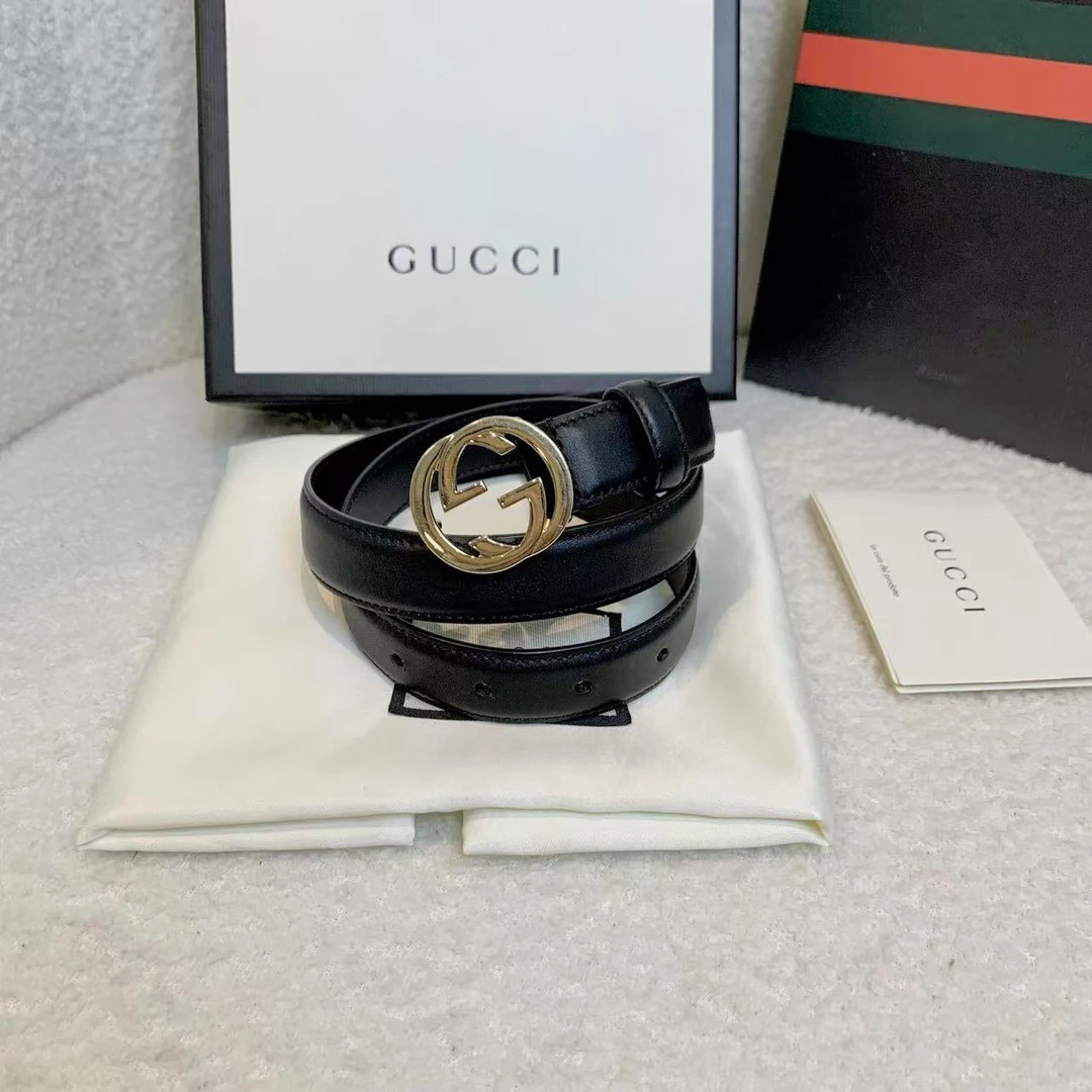 99新 GUCCI/古驰 壹臻/Gucci 黑金双G皮带2.5cm/67108400
