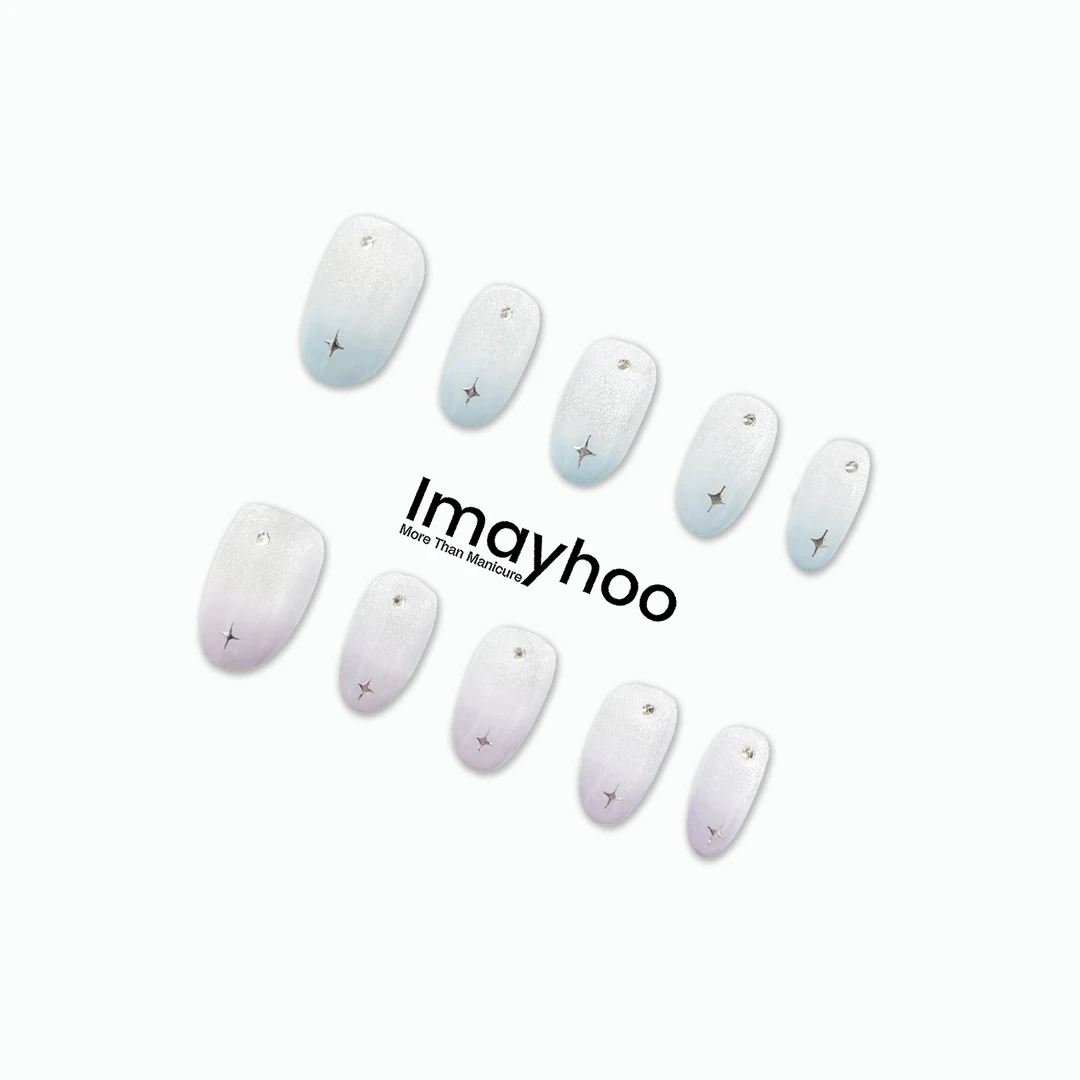 Imayhoo纯手工高定穿戴甲【星芒幻彩】爆闪猫眼玻璃珠蝴蝶DF07010