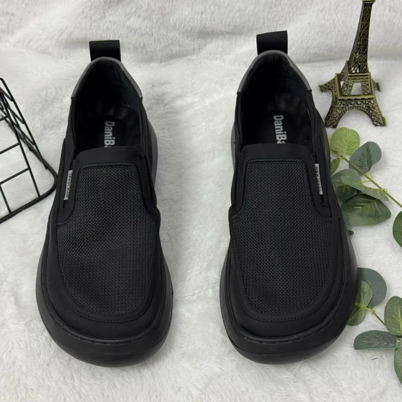 D99男鞋夏季透气轻质厚底时尚休闲网面潮鞋时尚潮流舒适百搭黑色