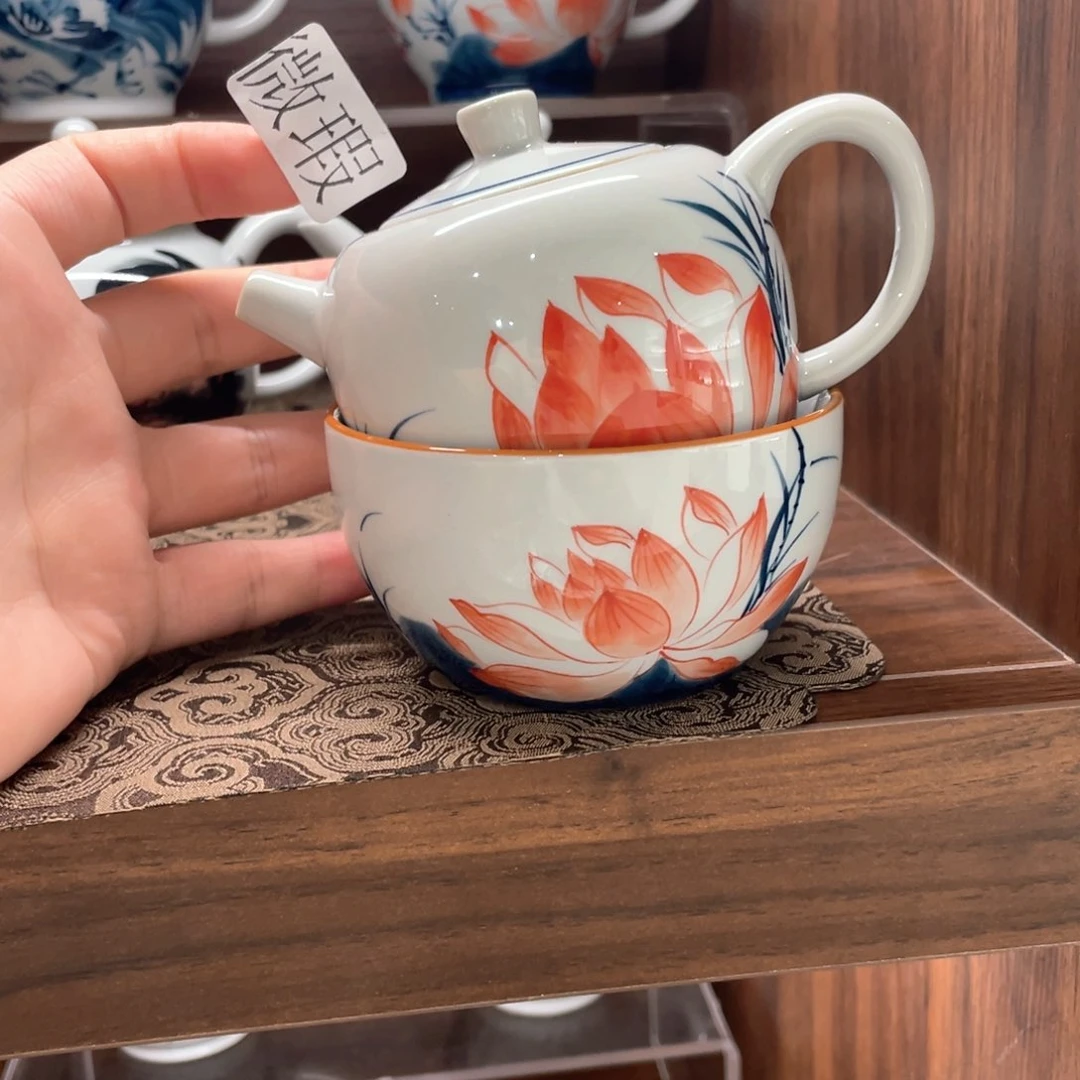 釉下手绘茶具微瑕麦*?