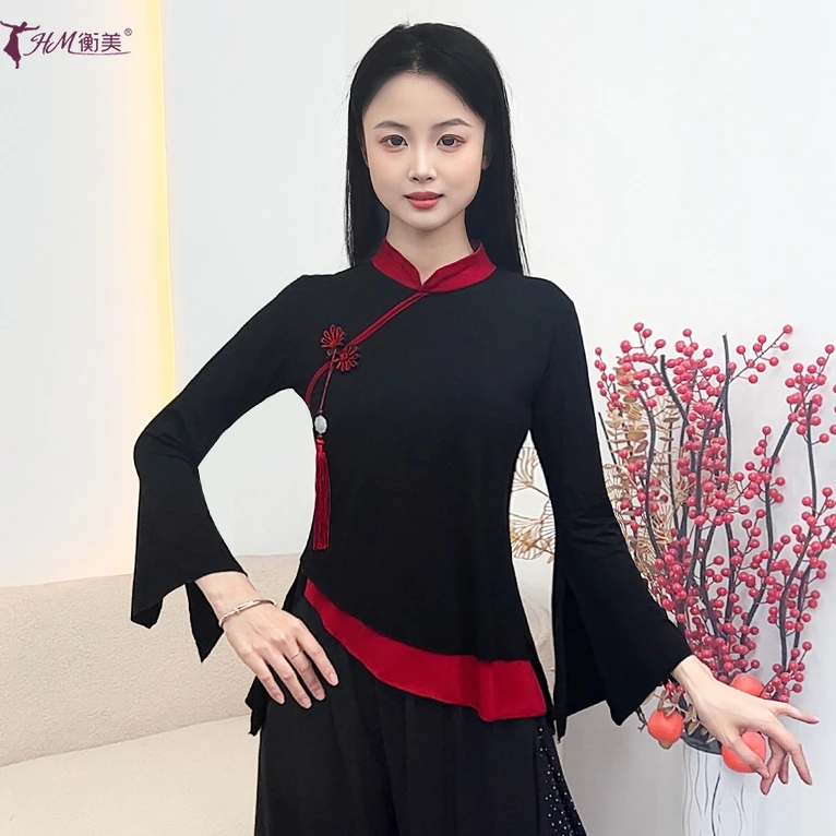 新中式不规则古典舞蹈练功服成人袖子荷叶边开叉现代舞演出服新款