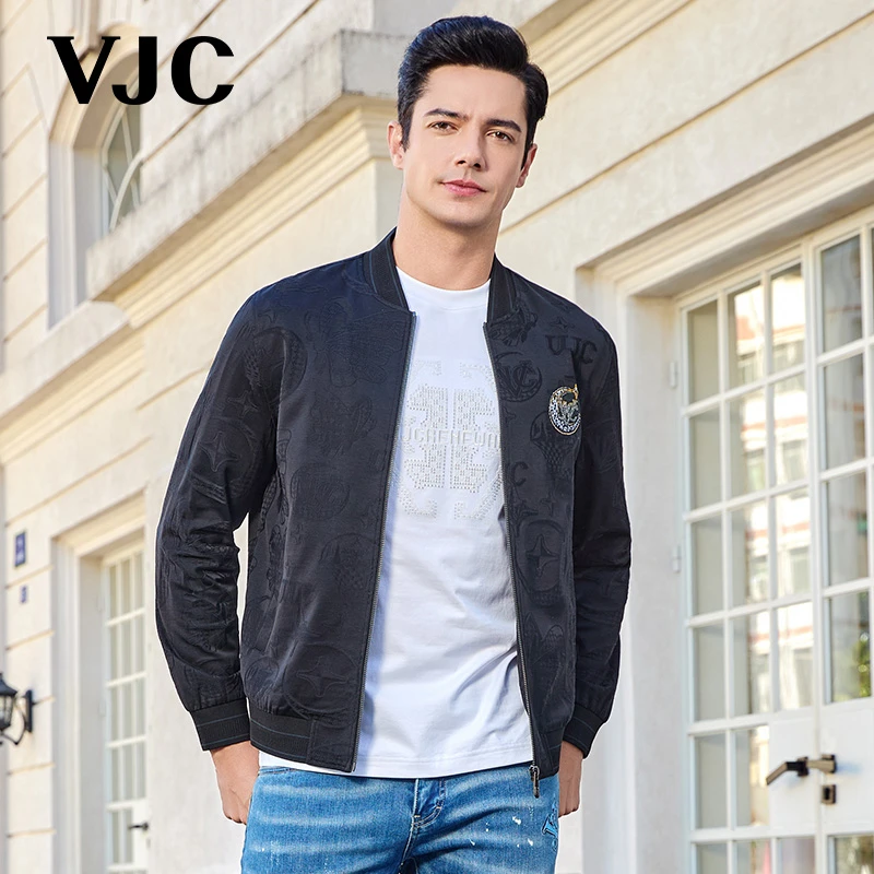 VJC/威杰思2025春季新款男装休闲百搭棒球领外套烫钻B24AE2600